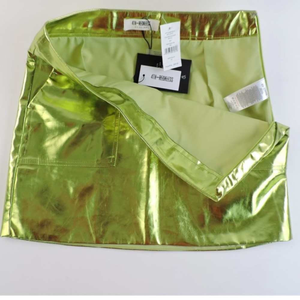 Lime Metallic Mini Skirt by